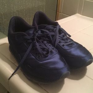 Blue satin sneakers